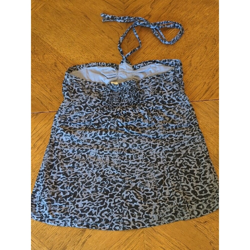 Y2K Maurices Gray And Black Leopard Print Tie Halter Babydoll Top - Picture 5 of 6